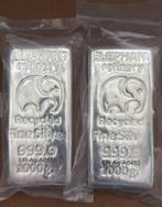 2 x 1 kilo 999 zilverbaar elephant refinery, Postzegels en Munten, Edelmetalen en Baren, Ophalen of Verzenden, Zilver