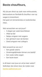 Chauffeur gezocht, Vacatures, Overige vormen
