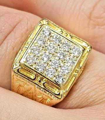 18K Gouden Heren Ring Diamant 0,8ct VVs1 beschikbaar voor biedingen