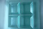 1 glazen hapjesschaal met 4 losse inzetbakjes, Schaal, Vierkant, Ophalen of Verzenden, Glas