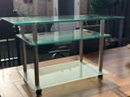 Glazen TV meubel, Ophalen, 50 tot 100 cm, Zo goed als nieuw, 25 tot 50 cm