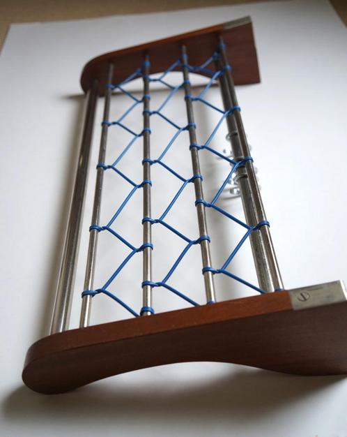 vintage Scandinavische kapstok teak chroom kunststof blauw, Huis en Inrichting, Woonaccessoires | Kapstokken, Gebruikt, Wandkapstok