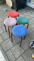 Vintage krukjes metaal stof bekleed 4 stuks, Ophalen, Gebruikt