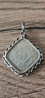 Nederland vierkant stuivertje in zilveren krans, Koningin Juliana, Zilver, Ophalen of Verzenden, Losse munt