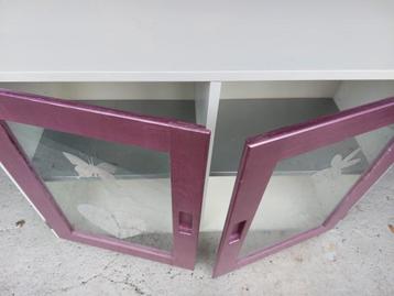 Vitrinekast IVAR (ikea) _ Metallic roze en wit - afbeelding 3