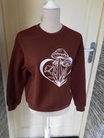 Bruine sweater met paddenstoelen print mt XS , Kleding | Dames, Bruin, Ophalen of Verzenden, Zo goed als nieuw, Maat 34 (XS) of kleiner