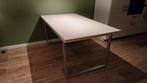 Eettafel 160x90x73 cm wit met zilveren poten, Huis en Inrichting, Tafels | Eettafels, Ophalen, Gebruikt, 50 tot 100 cm, 150 tot 200 cm