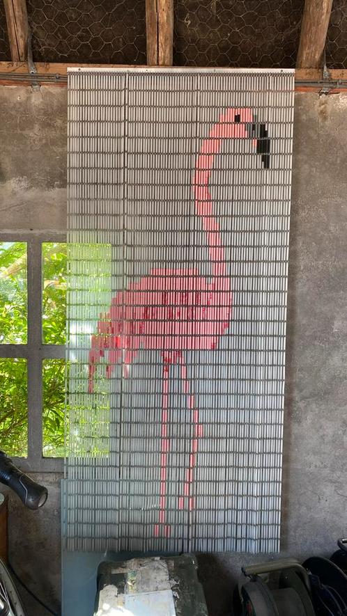 Vliegengordijn met hulzen, Flamingo 90cm x 195cm, Doe-het-zelf en Verbouw, Deuren en Horren, Zo goed als nieuw, Binnendeur, 200 tot 215 cm