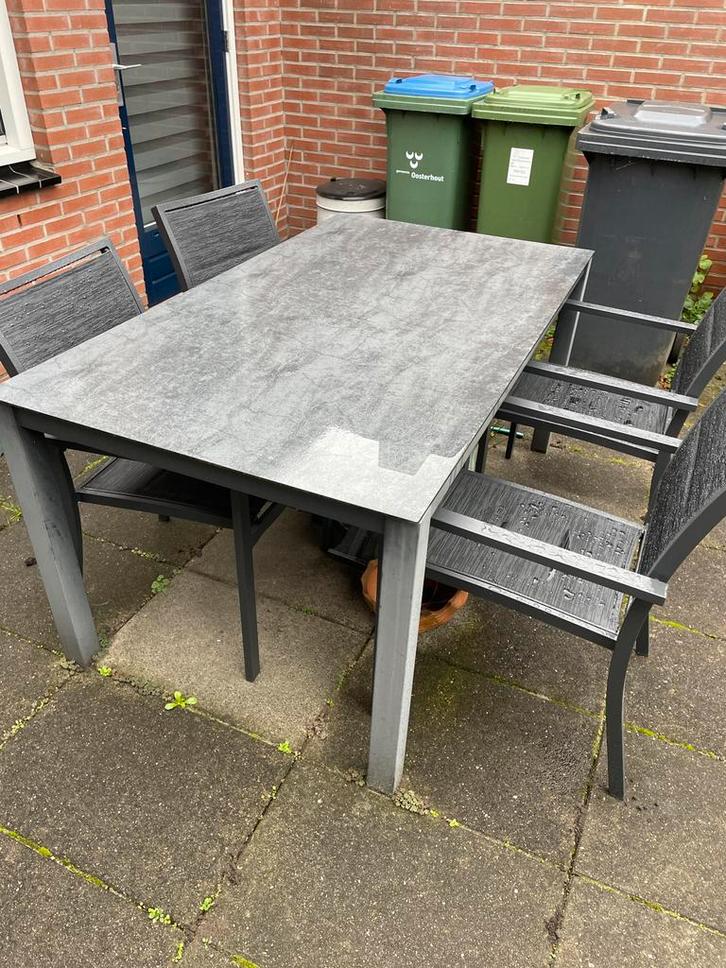 Mooie Tuinset met kussens, Tuin en Terras, Tuinsets en Loungesets, Gebruikt, Tuinset, Aluminium, 4 zitplaatsen, Eettafel, Ophalen