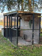 Houten volière zwart met zwart gaas en achterwand, Ophalen, Gebruikt, Hout, Volière