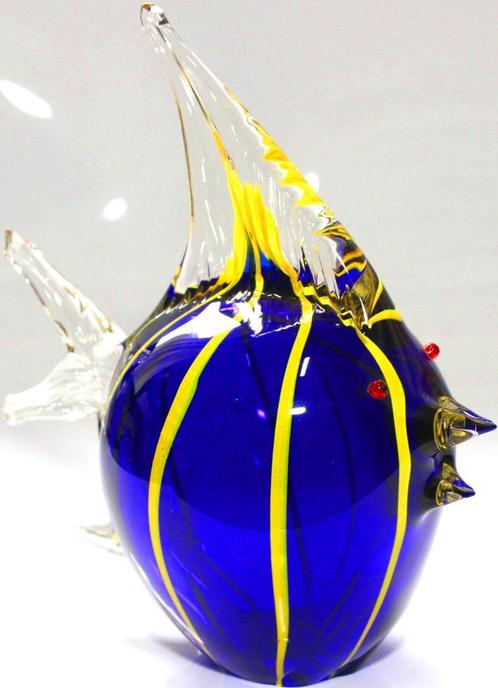 Schitterende Murano Blauw & Geel Kristallen Angelfish, Verzamelen, Porselein, Kristal en Bestek, Zo goed als nieuw, Beeldje(s)