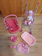 Poppenbuggy, maxicosy , pop en uitgebreide verzorging set., Kinderen en Baby's, Speelgoed | Poppen, Ophalen of Verzenden, Zo goed als nieuw