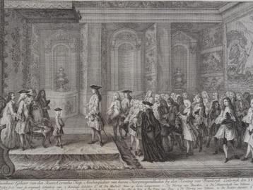 Gravure Openbaar gehoor Cornelis Hop bij Lodewijk XV 1719  beschikbaar voor biedingen