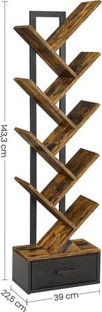 Boekenkast - Boekenrek - Hout/metaal-50 x 25 x 141,5 cm, Nieuw, Metaal, 150 tot 200 cm, 25 tot 50 cm