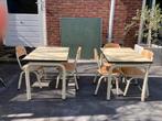 Vintage 5 schoolstoeltjes en 2 tafeltjes, schoolkrijtbord, Gebruikt, Overige kleuren, Ophalen of Verzenden, Vijf, Zes of meer stoelen