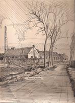 Roordahuizen tekening Dorpsgezicht Sievers 50/60er jaren, Antiek en Kunst, Ophalen of Verzenden
