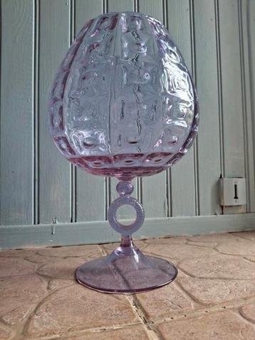 Prachtig paarsgekleurd groot Empoli  Italy glas 35 cm hoog beschikbaar voor biedingen
