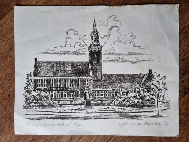 Schets Litho,s , Jan  van der meulen  2 stuks 1981, Antiek en Kunst, Kunst | Etsen en Gravures, Ophalen of Verzenden