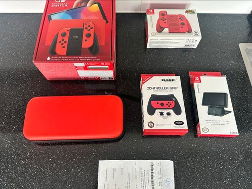 Nintendo Switch OLED Mario Rood | Garantie | Krasvrij | Meer, Spelcomputers en Games, Spelcomputers | Nintendo Switch, Zo goed als nieuw