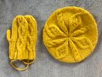 Gele muts en wanten, Hema, maat 104, Kinderen en Baby's, Kinderkleding | Mutsen, Sjaals en Handschoenen, Zo goed als nieuw, Muts