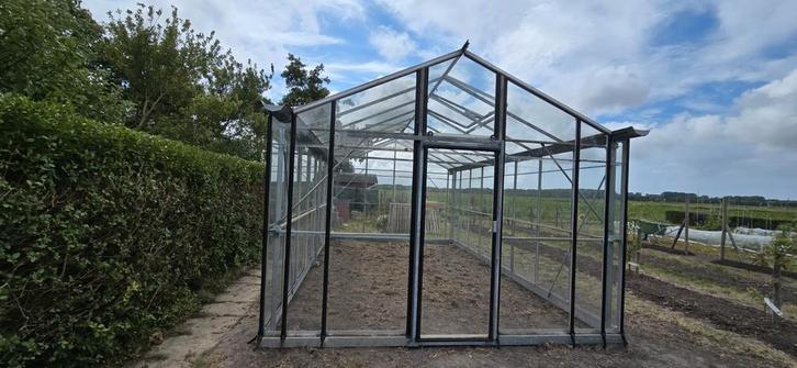 hobbykas 342x580cm refurbished duurzaam stormvast, Tuin en Terras, Kassen, Zo goed als nieuw, Staal, Glas, Ophalen