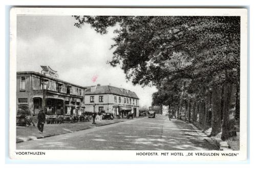 Voorthuizen, Hoofdstr. met Hotel "De Vergulden Wagen", Verzamelen, Ansichtkaarten | Nederland, Gelopen, Gelderland, 1940 tot 1960