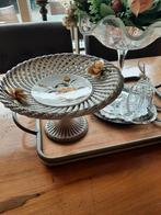 Vintage Schaal op voet met Bloemen Decoratie, Antiek en Kunst, Curiosa en Brocante, Ophalen of Verzenden