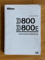Nikon D800/D800E Gebruikershandleiding Nederlandstalig, Ophalen of Verzenden