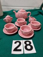 mini servies roze met witte stippen, Ophalen of Verzenden