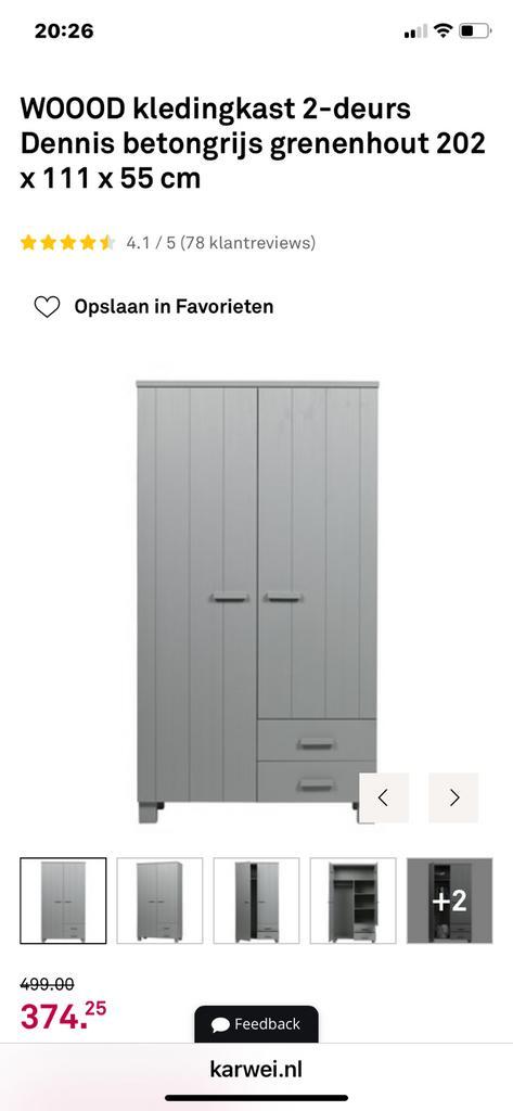 Kledingkast, Huis en Inrichting, Kasten | Kledingkasten, Gebruikt, 150 tot 200 cm, 50 tot 75 cm, Ophalen