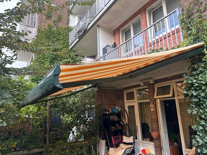 Groot Zonnescherm & Heater tegen elk aannemelijk bod, Tuin en Terras, Zonneschermen, Gebruikt, Knikarmscherm, Ophalen