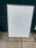 Abstract Wit Schilderij met Houten Frame - Moderne Kunst Wan, Ophalen