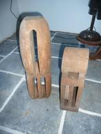 2 antieke houten katrollen, Ophalen of Verzenden