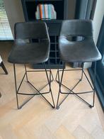 Super mooie leren barkrukken, Huis en Inrichting, Barkrukken, 2 krukken, Ophalen of Verzenden, Zo goed als nieuw, 60 tot 90 cm