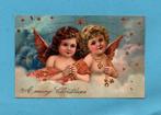 Pracht oude kerstkaart met kinder kerstengeltjes  N810  1907, Verzenden, Voor 1920, Gelopen, Kinderen