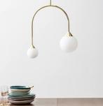 Faye eettafel hanglamp van MADE, Huis en Inrichting, Lampen | Hanglampen, Gebruikt, Glas, 75 cm of meer, Jaren 30, zacht