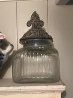 Prachtige XL grote glazen brocante pot met deksel, Antiek en Kunst, Ophalen of Verzenden