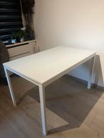 Uitschuifbare witte tafel - 120/180 cm, Kunststof, Gebruikt, 100 tot 150 cm, Ophalen of Verzenden