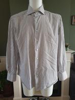 Emanuele Maffeis mooie wit bruine overhemd blouse 42 16,5 L, Kleding | Heren, Overhemden, Gedragen, Halswijdte 41/42 (L), Wit