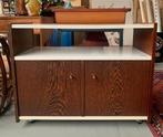 Audiomeubel wit bruin LP-rek - vintage retro kast, Ophalen, Gebruikt, 50 tot 100 cm, Onbekend