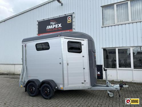 Bij Impex aktie Bockmann Portax ECO met zadelkamer leigrijs, Dieren en Toebehoren, Paarden en Pony's | Trailers en Aanhangwagens