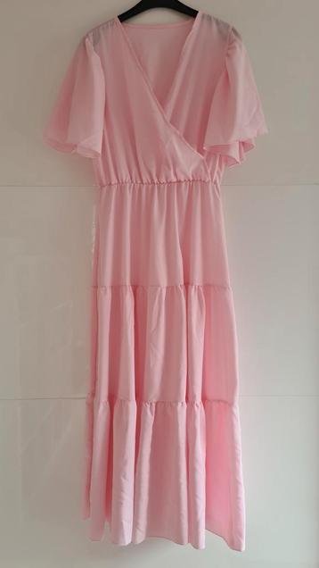 Nieuw! Lange roze jurk maat L