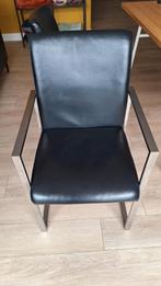 Vier (eetkamer)stoelen leer zwart Goossens, Ophalen, Zwart, Leer, Zo goed als nieuw