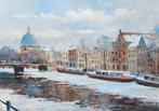 VAN NOORT , WINTERS STADSGEZICHT AMSTERDAM, Antiek en Kunst, Ophalen of Verzenden