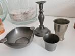 4 gemerkte tinnen voorwerpen., Antiek en Kunst, Antiek | Tin, Ophalen of Verzenden