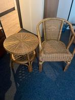 Rotan stoel en tafeltje set, Ophalen, Bruin, Riet of Rotan, Zo goed als nieuw