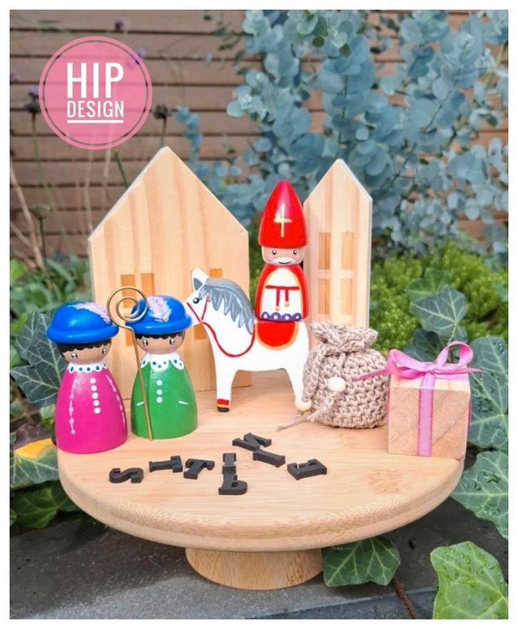 Sinterklaas pegdolls houten poppetjes speelset, Kinderen en Baby's, Speelgoed | Houten speelgoed, Nieuw, Ophalen of Verzenden