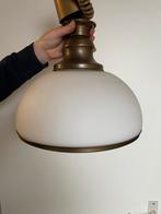 Art Deco Hanglamp - Opaal Glas & Brons - Ø 35 cm, Huis en Inrichting, Lampen | Hanglampen, Ophalen, Gebruikt, Glas, Minder dan 50 cm