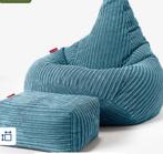 Zitzak Gaming Stoel Corduroy Petrol, loungepug, Ophalen, Blauw