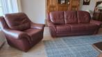 Te koop leren bankstel. 3 persoons bank + 1 fauteuil, Huis en Inrichting, Banken | Bankstellen, Ophalen, 250 tot 300 cm, Gebruikt